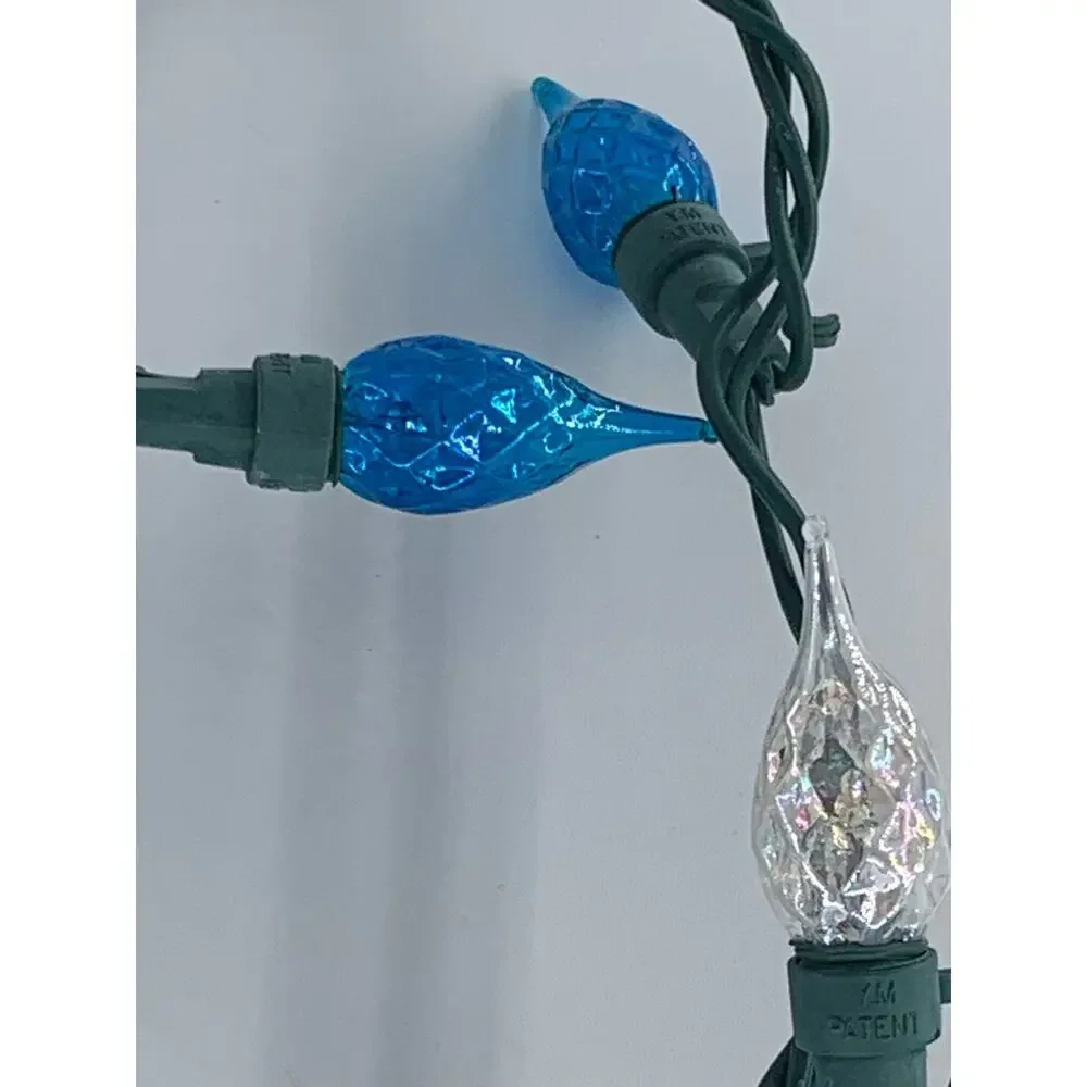 Christmas Lights LED Diamond Cut 1 String Strawberry Blue & White Imperfect